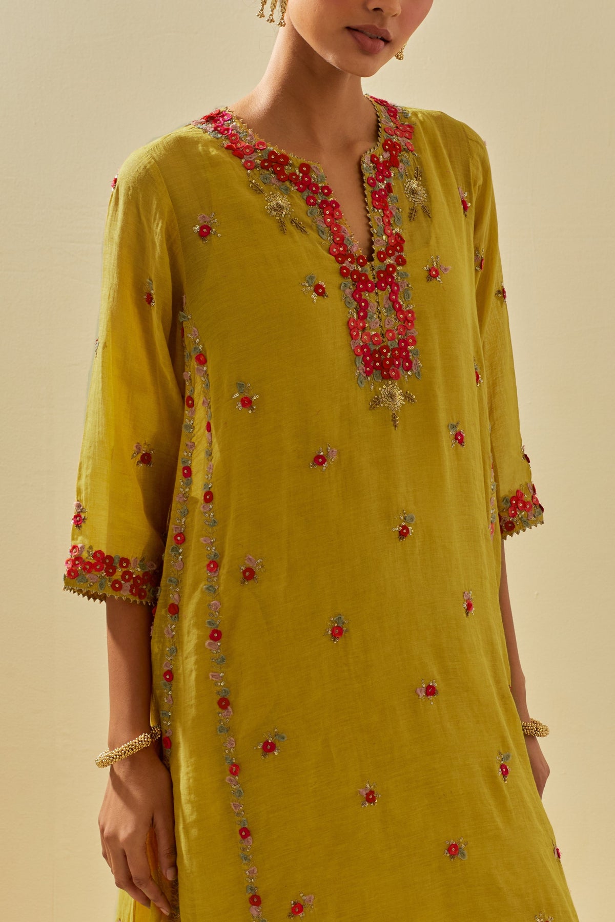 Yellow Short Kurta Set