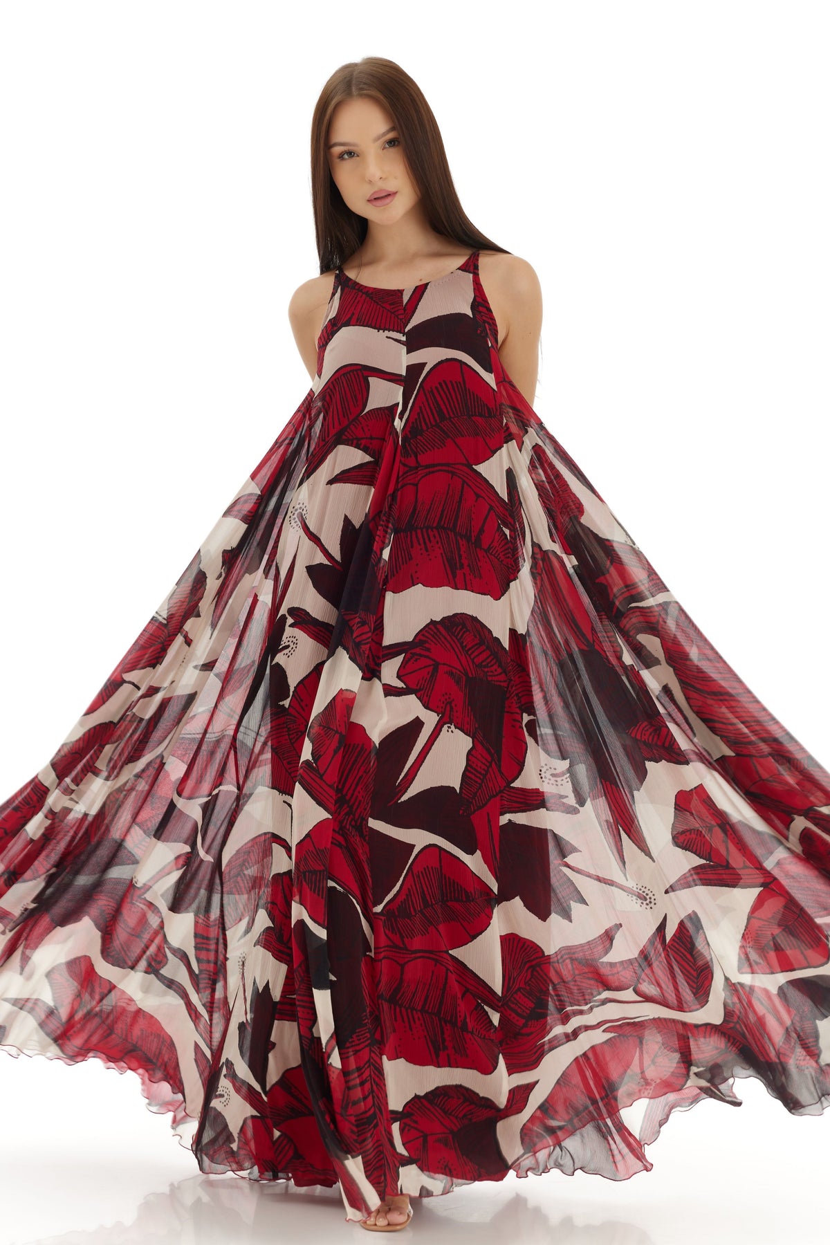 Offwhite and Red Long Dress