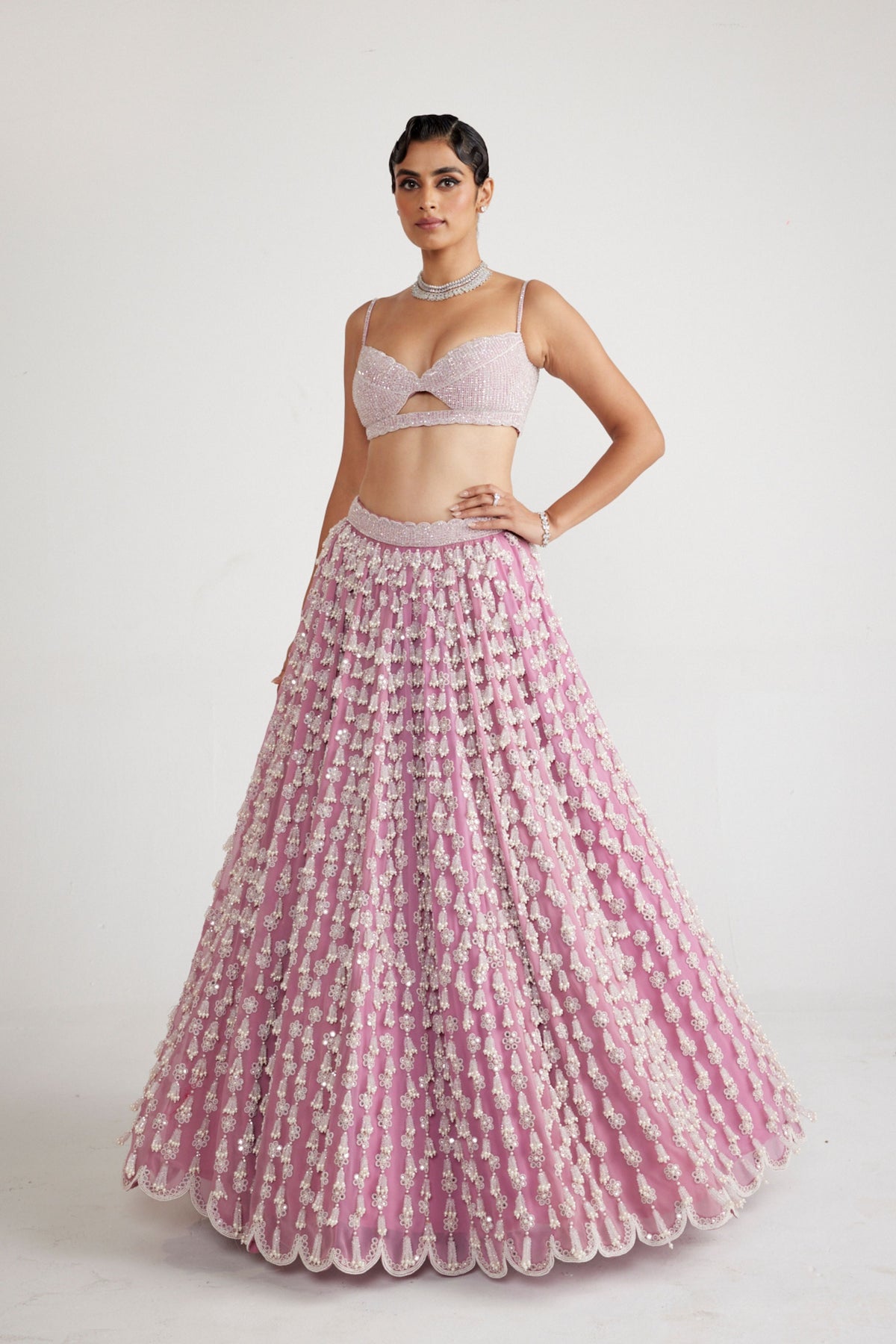 Onion Pink Chandelier Lehenga Set