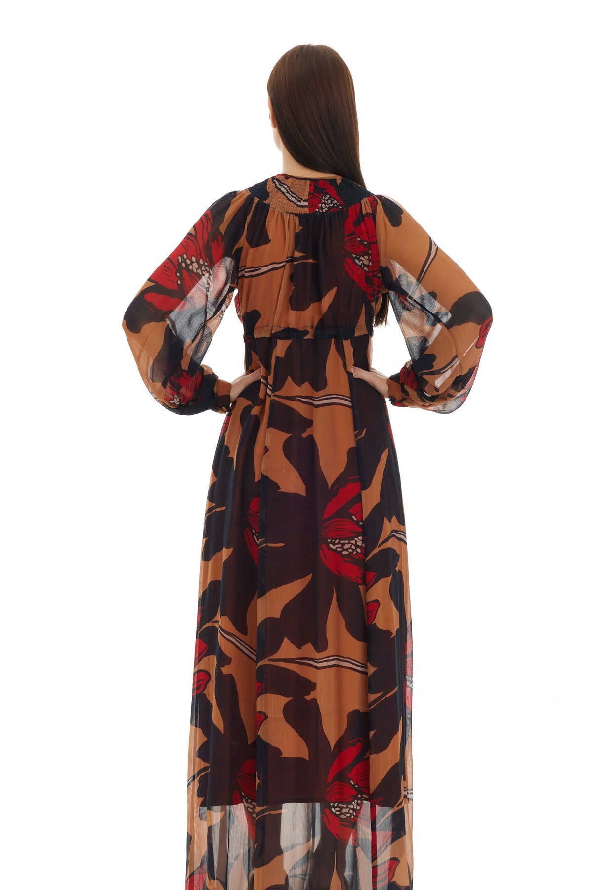 Orange and Brown Kaftan Dress