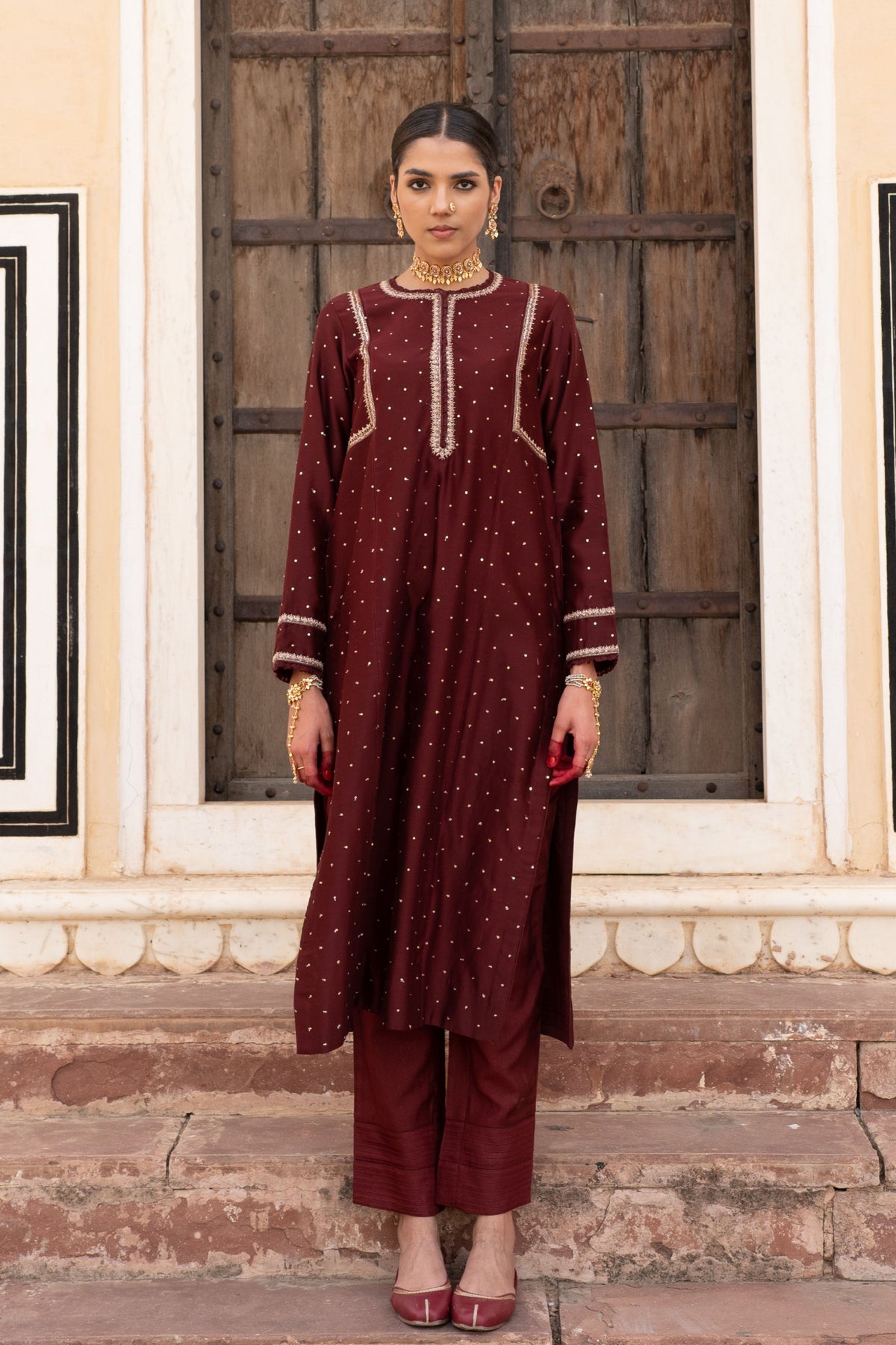 Dark Maroon Kurta Set