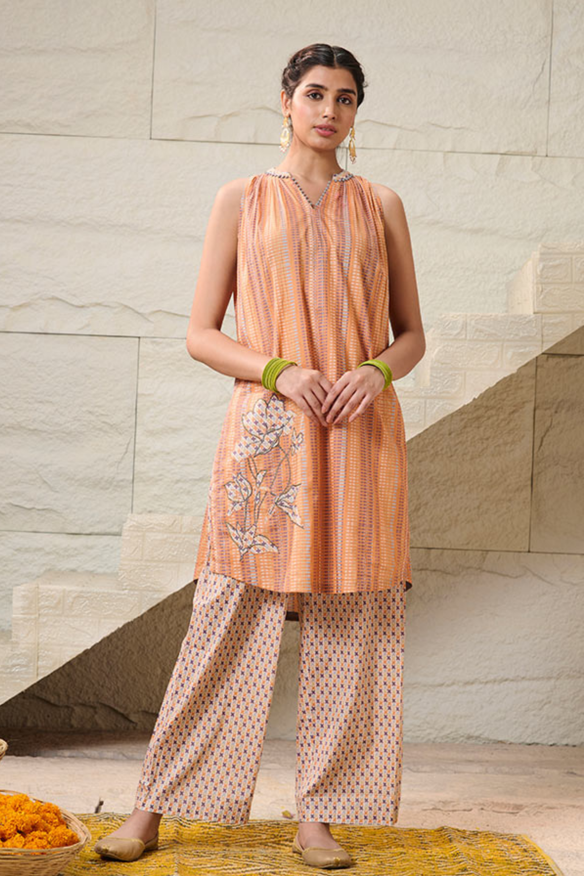 Geet Peach Kurta Set