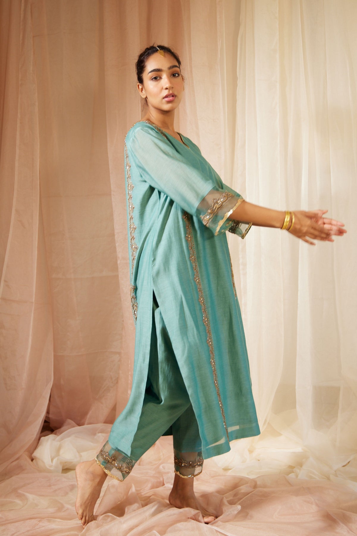 Blue Abir Kurta