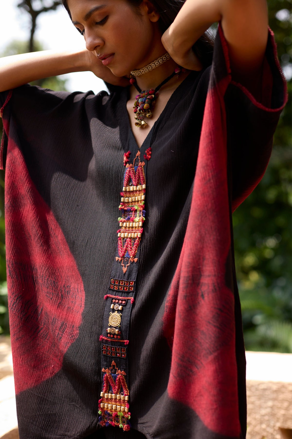 Black Tie-dye Tunic Skirt Set