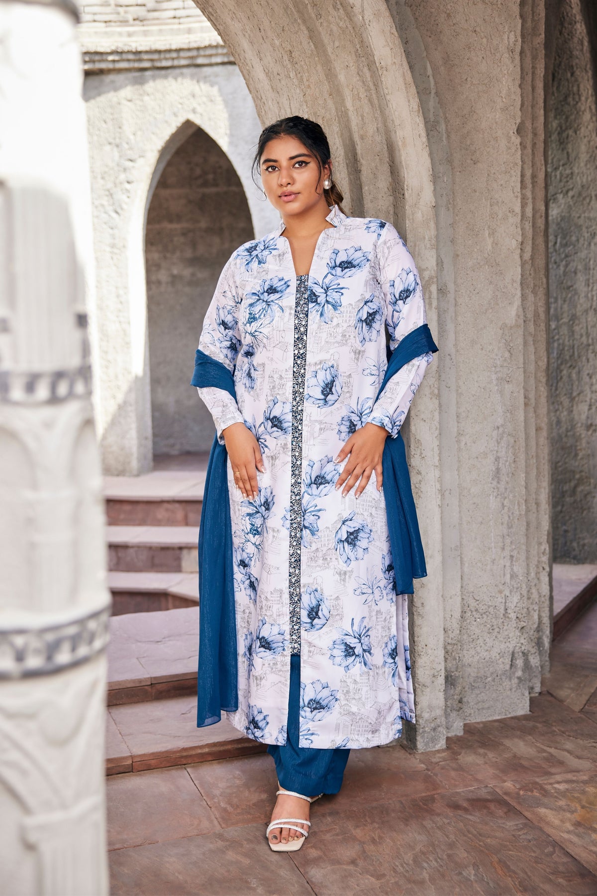 Blue Printed Full Kurta Set