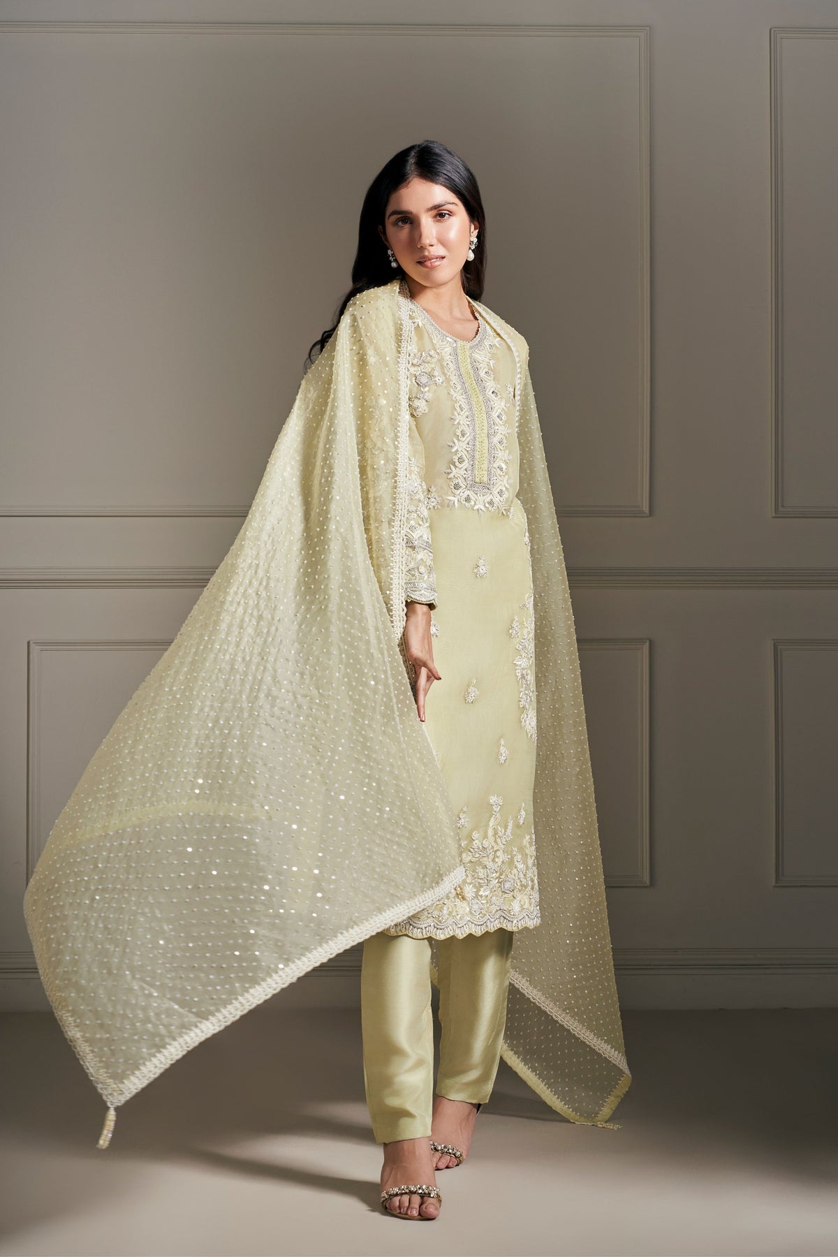 Light Green Embellished Kurta Set