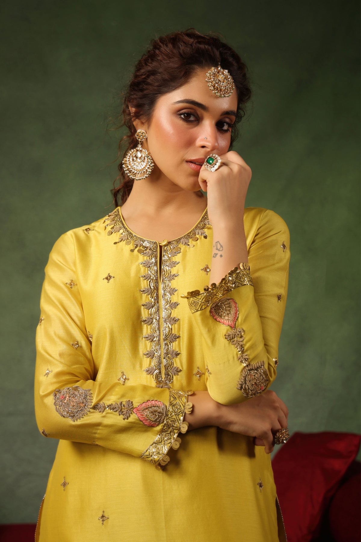 Yellow Ambi Buta Kurta Set