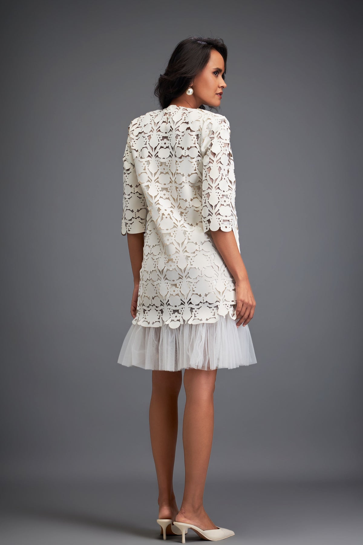 White Velvet Shift Dress