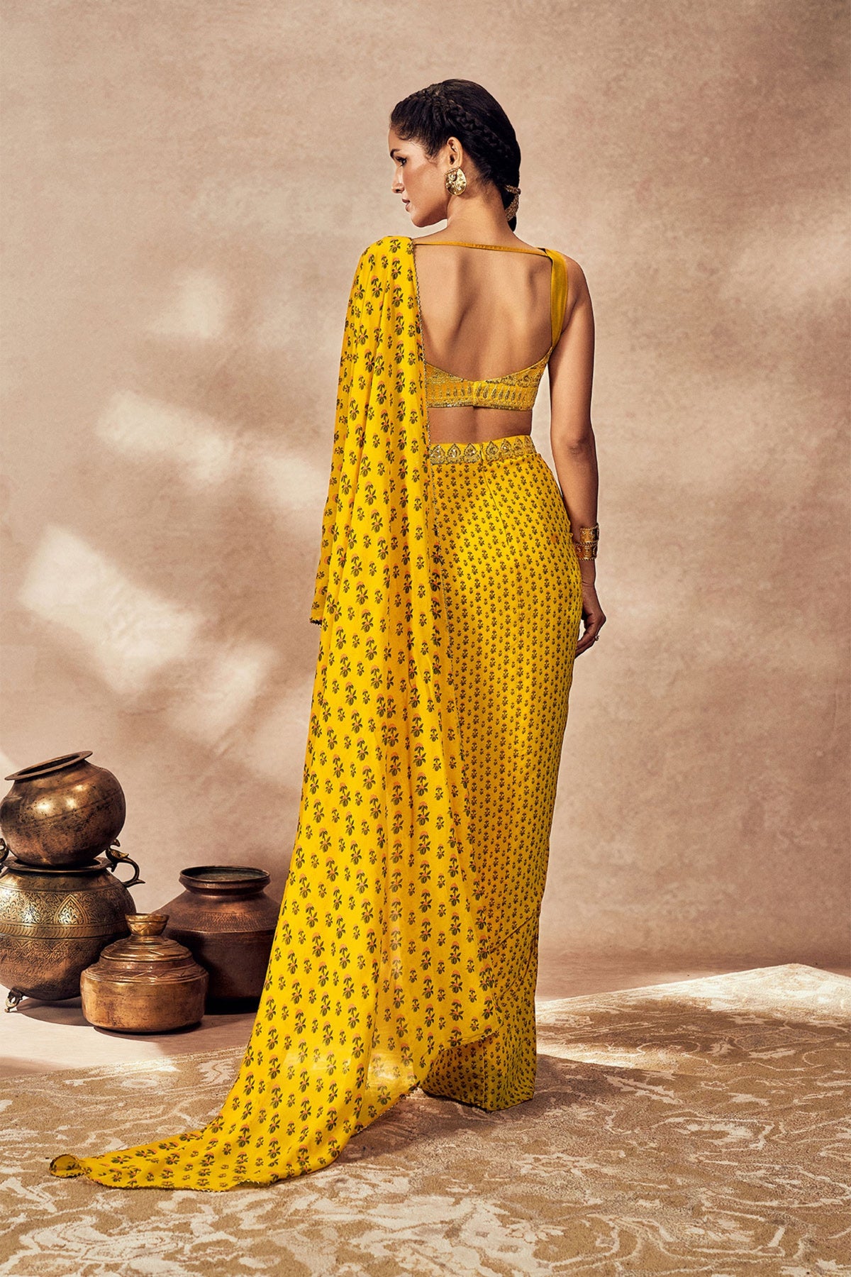 Yellow Pixie Dust Drape Saree