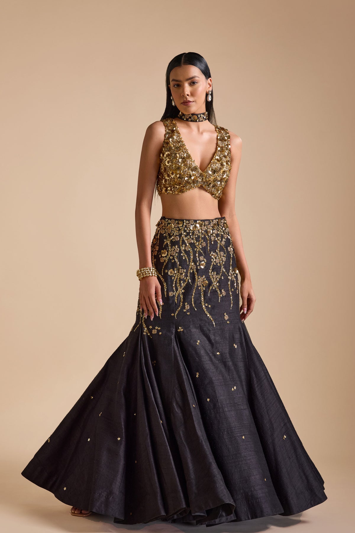 Black Mermaid Style Lehenga Set