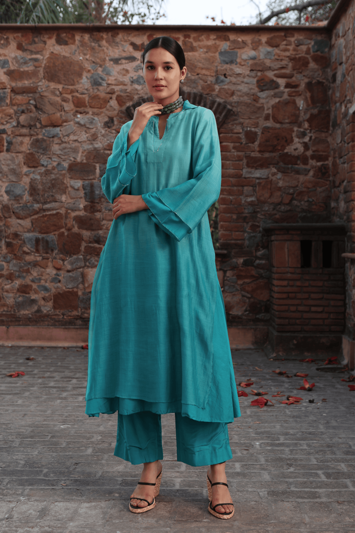 Sea Blue Ombre Kurta And Pant