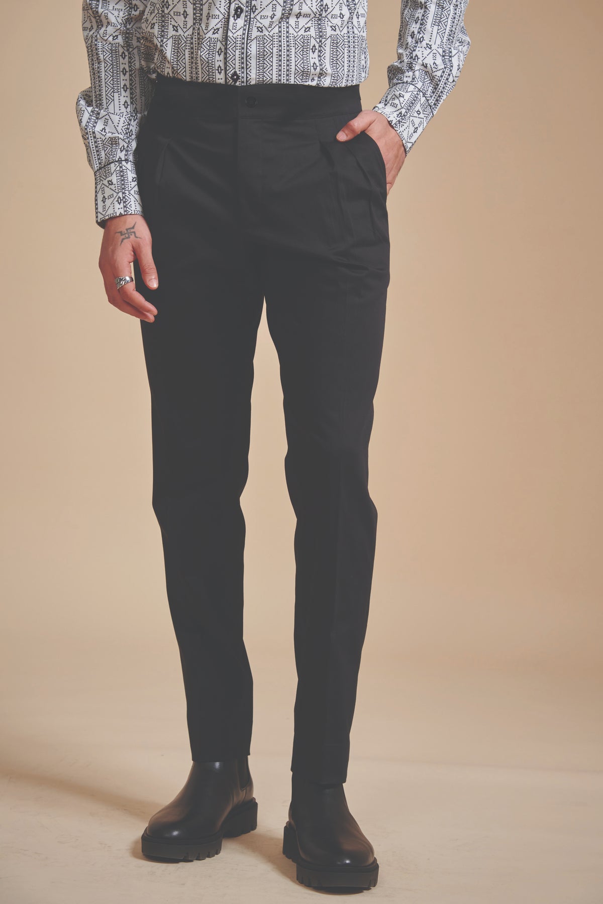 Black Stylised Tapered Pant