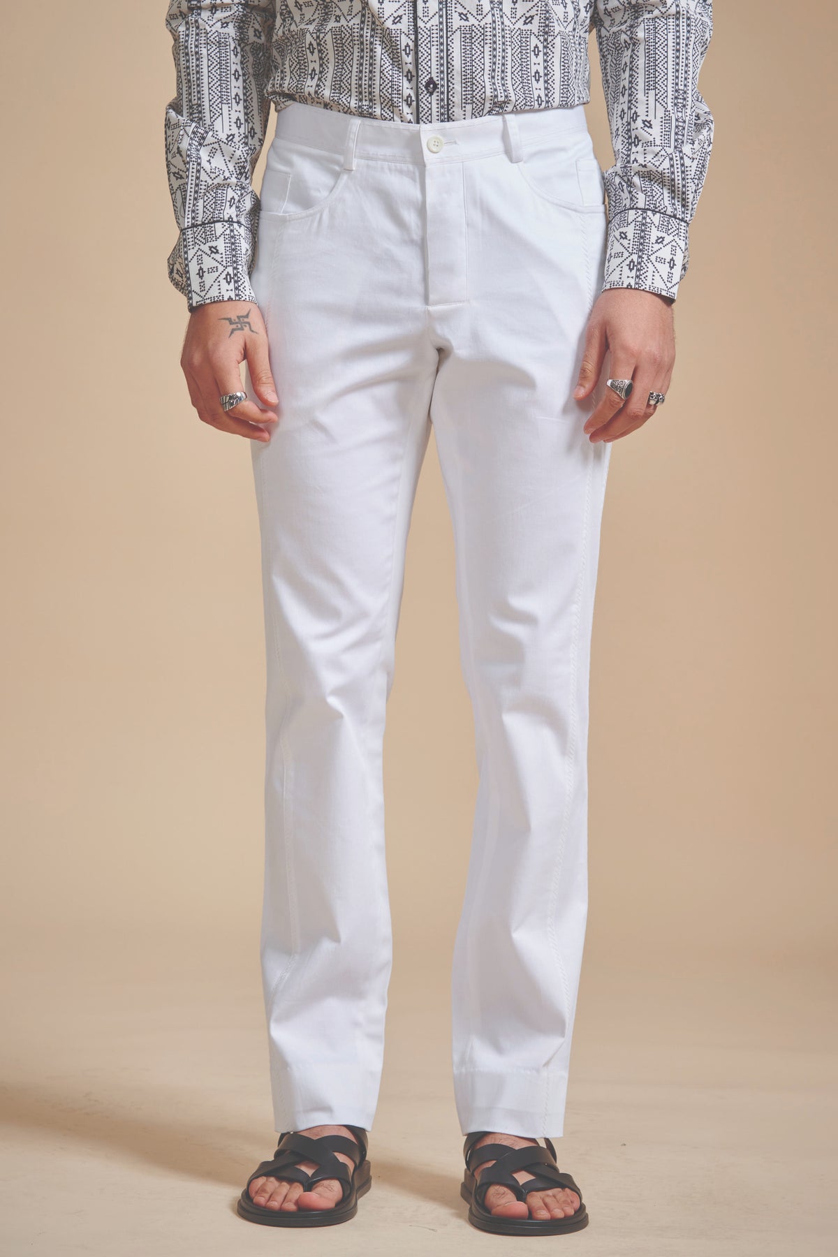 White Stylised Tapered Pant