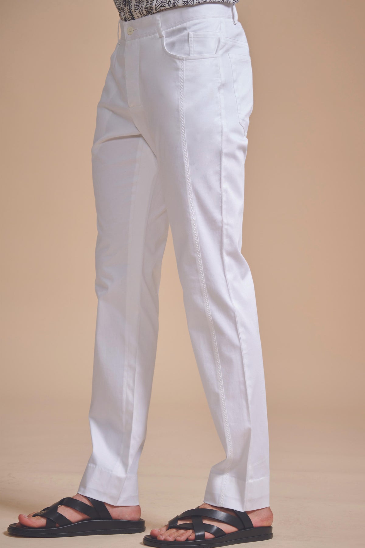 White Stylised Tapered Pant