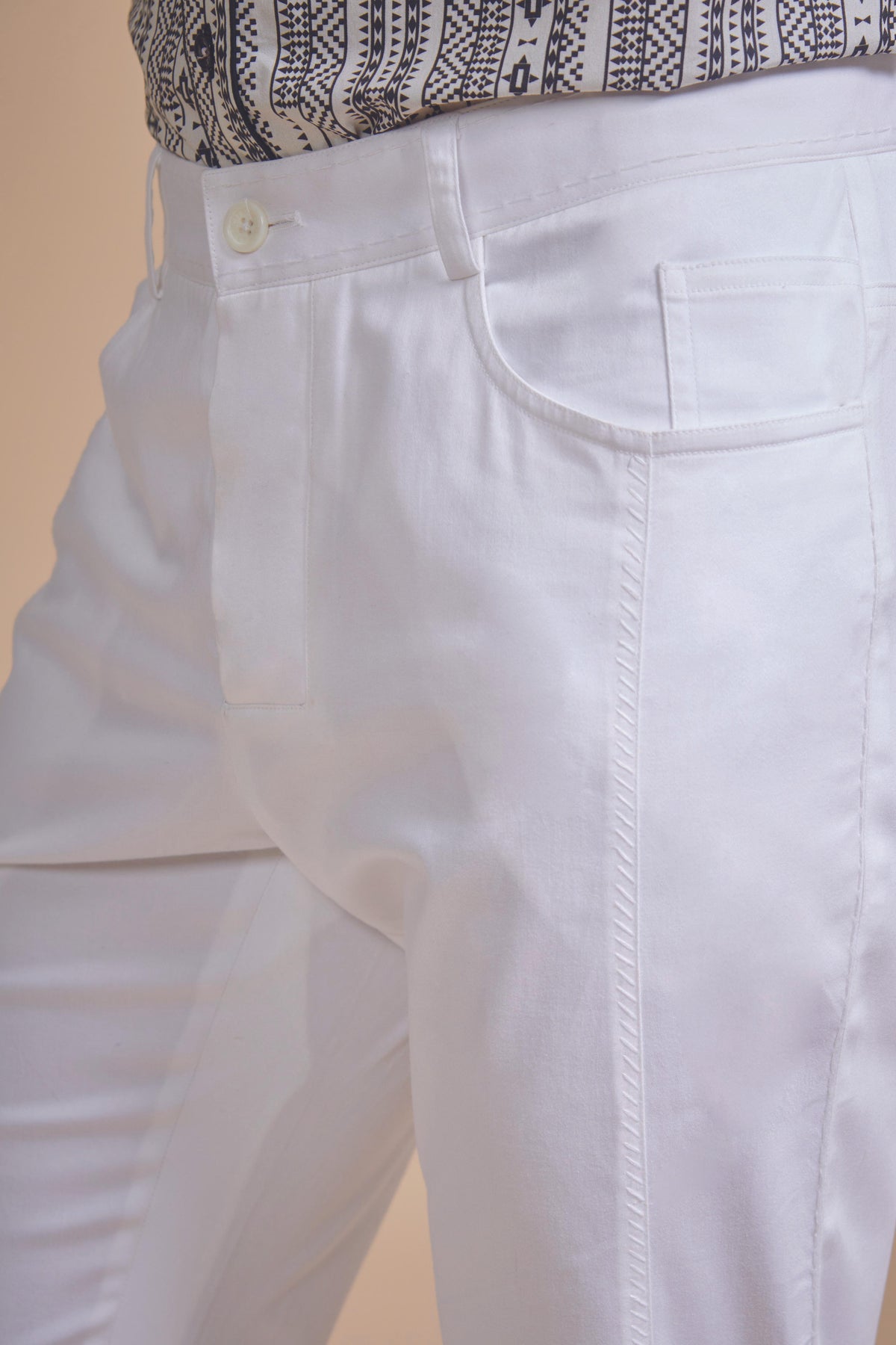 White Stylised Tapered Pant