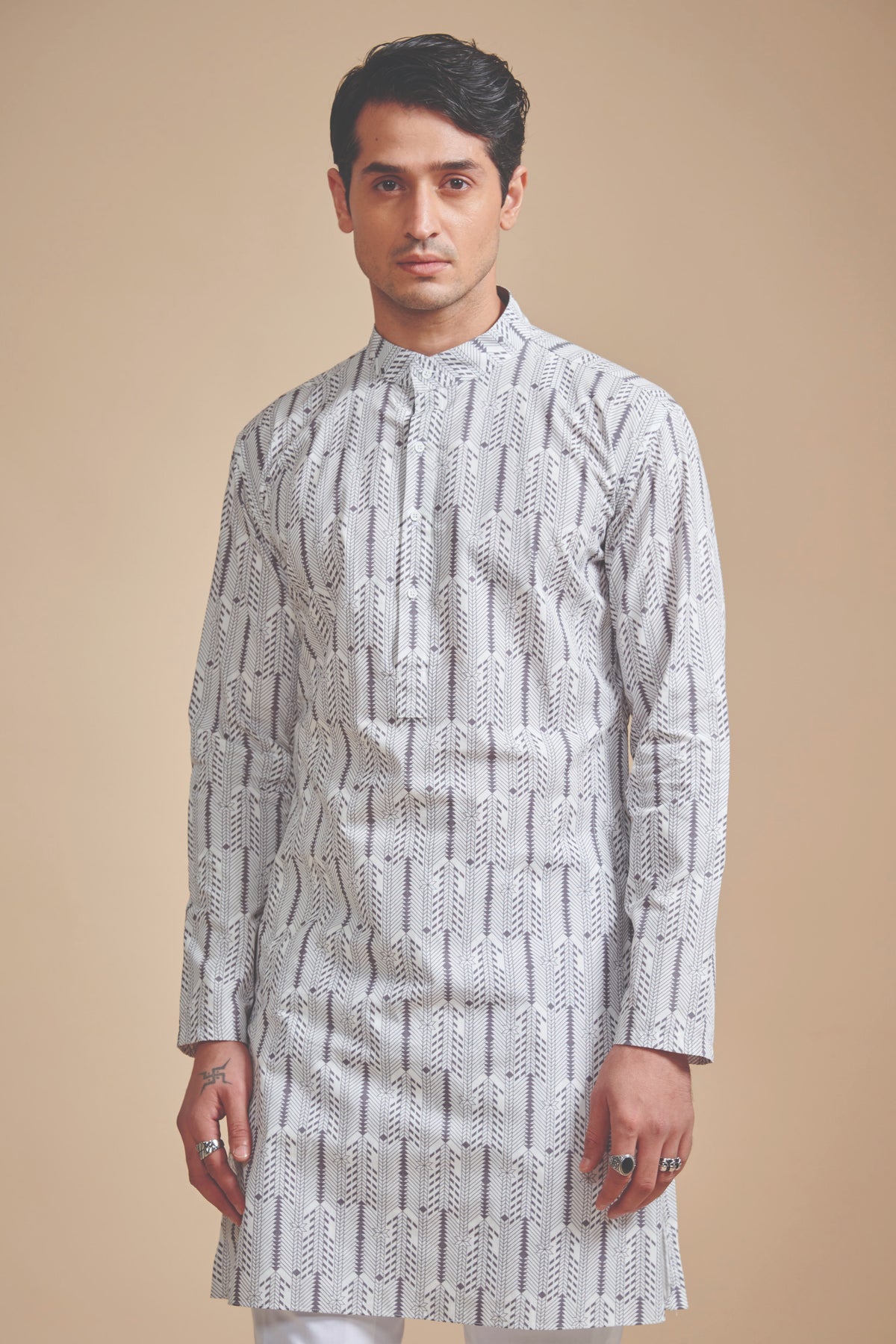 The Black &amp; White Printed Kurta