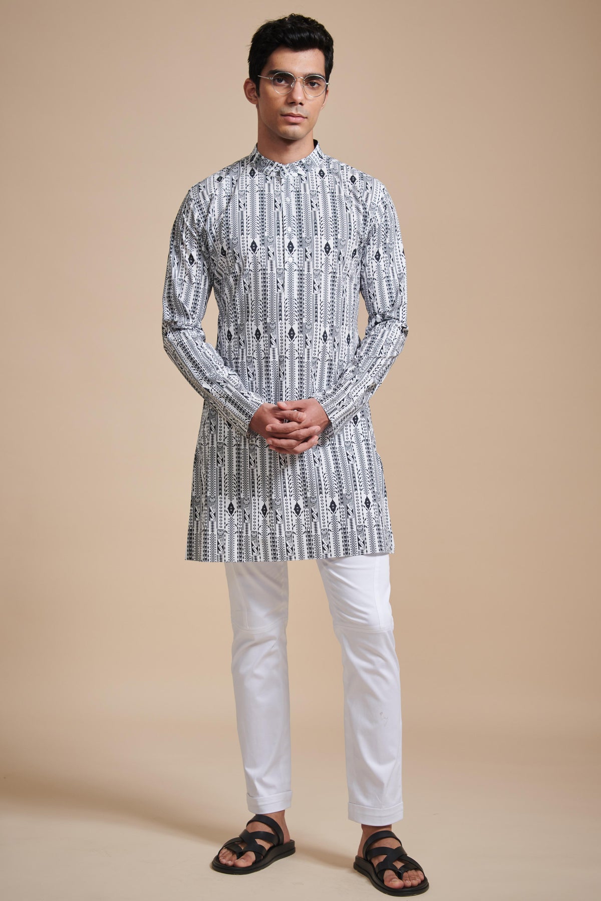 The Linear Print Short Kurta