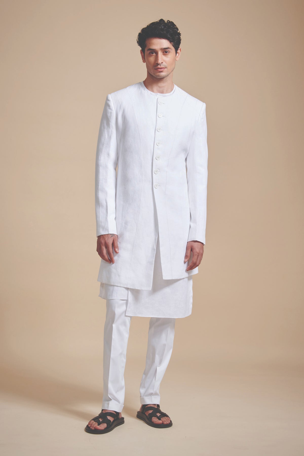 The Round Neck Asymmetric Achkan