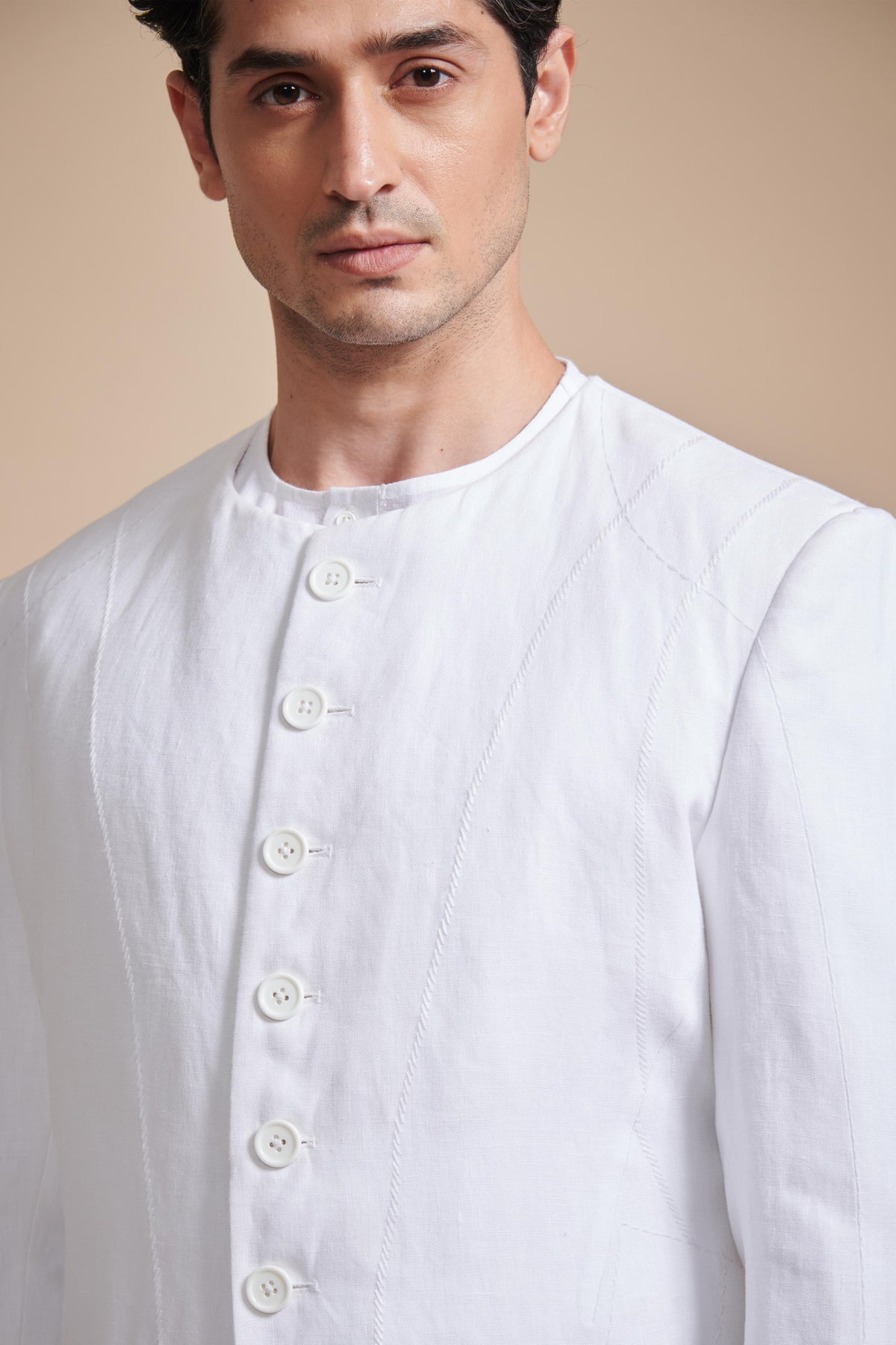 The Round Neck Asymmetric Achkan