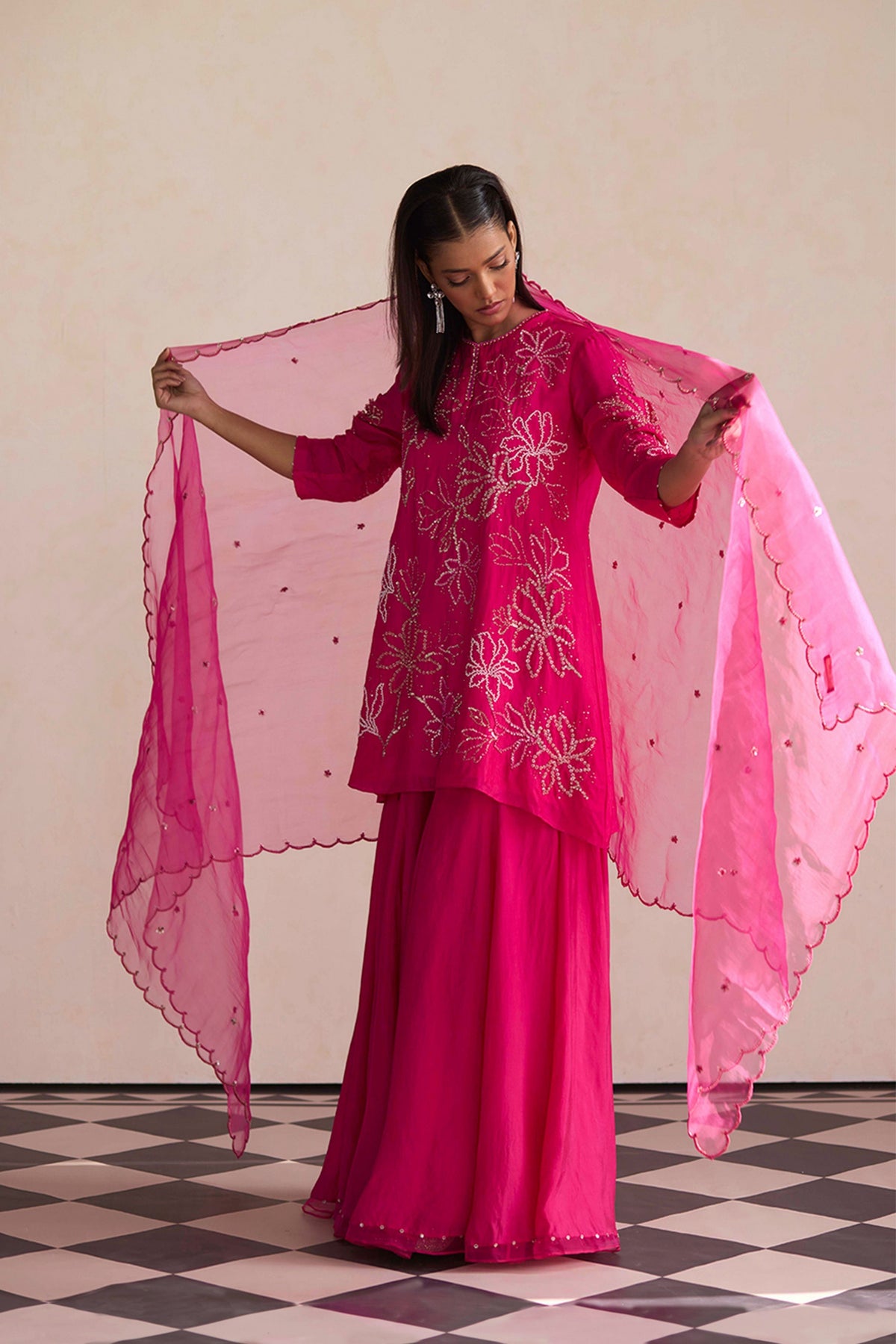 Hot Pink Sharara Set