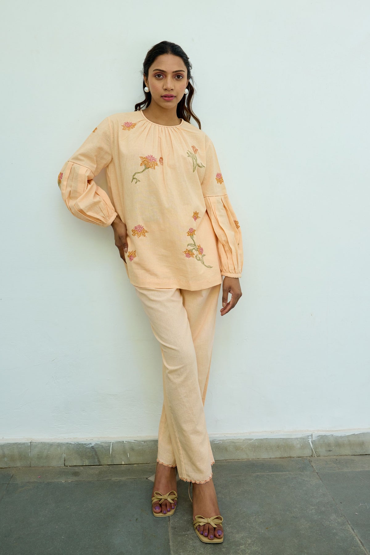 Peach Cotton Trousers