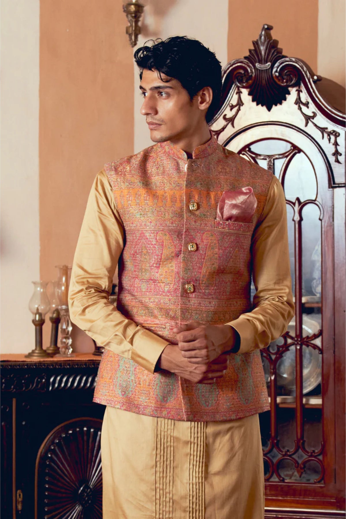 Multicolored Banarasi Nehru Jacket