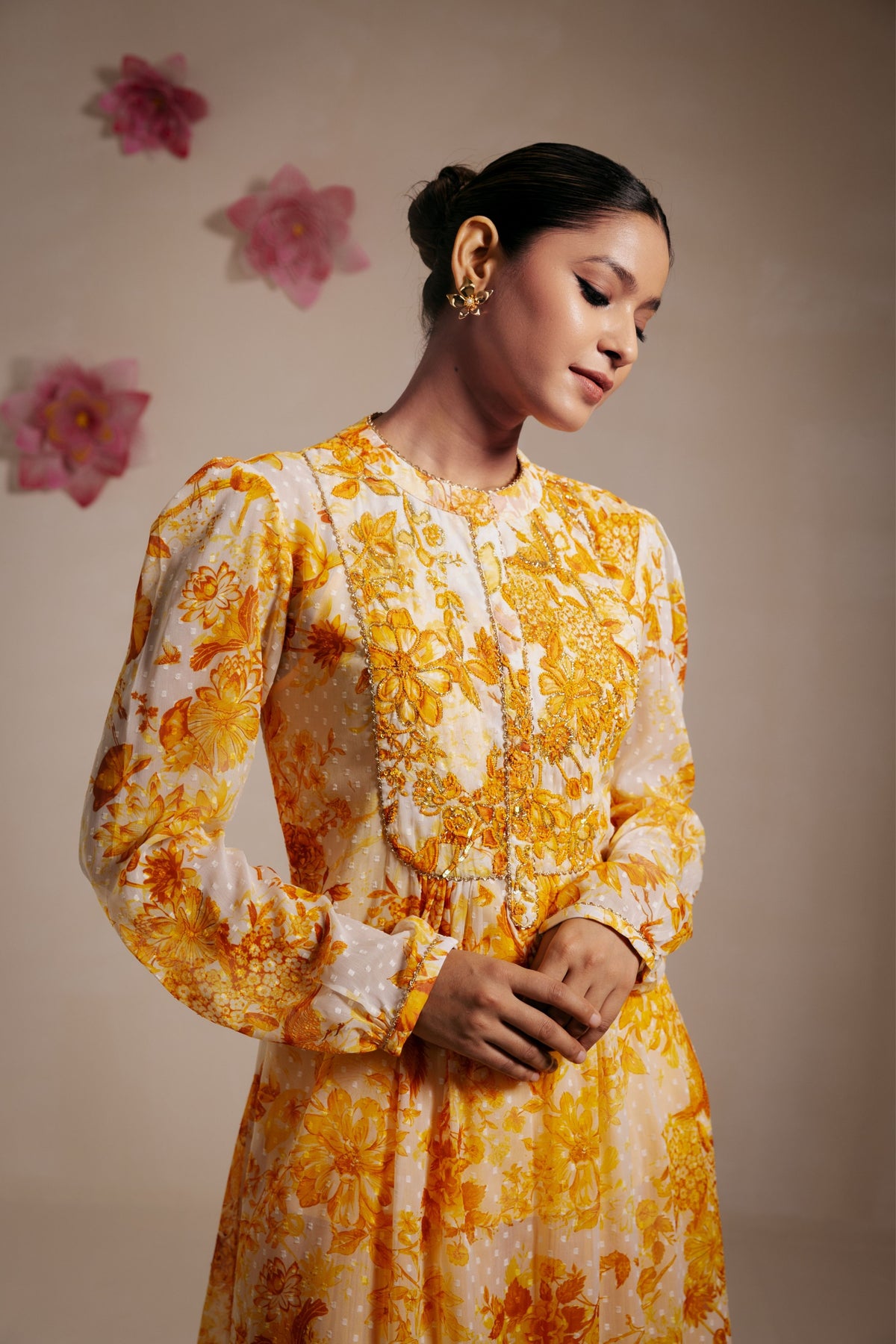 Yellow Embroidered Sharara Set