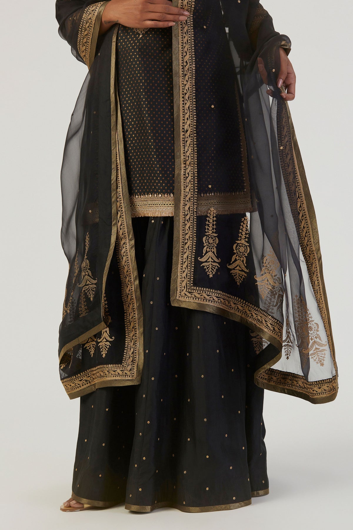 Aza Black Kurta and Sharara