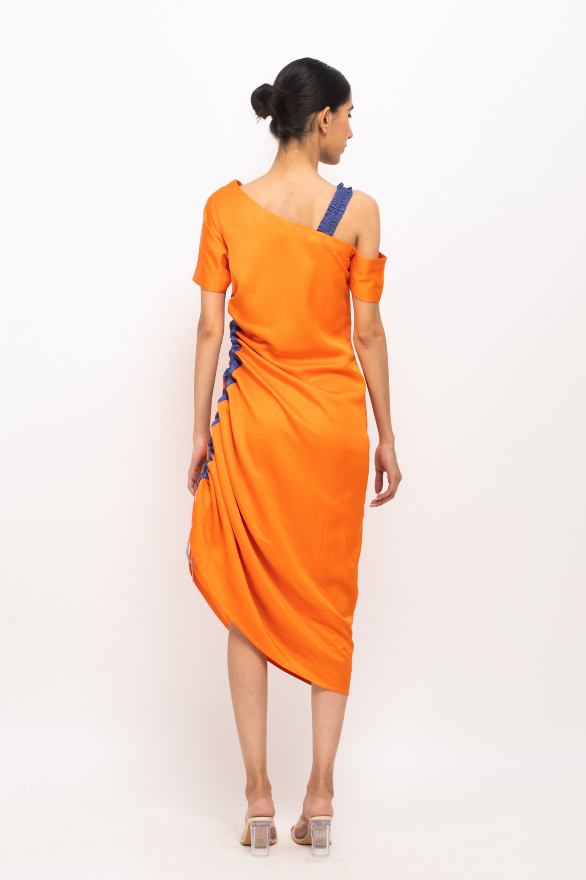 Orange and Blue Rouching Dress