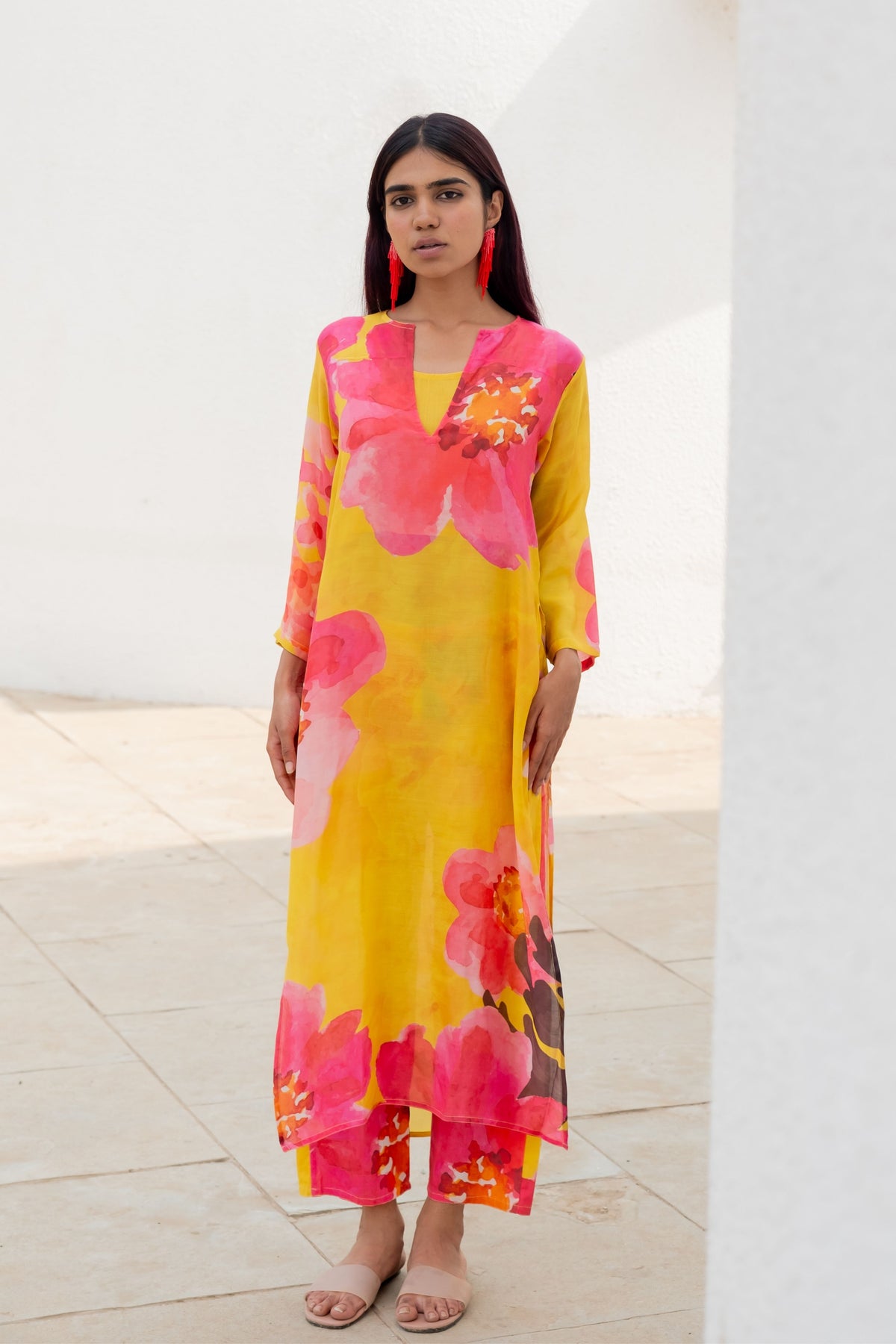 Tuscany Flowers Kurta With Slip