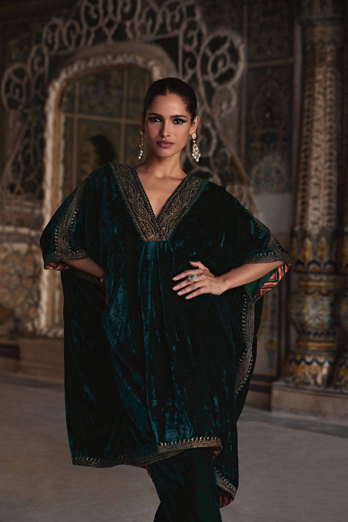 Green Zohra Kaftan Set