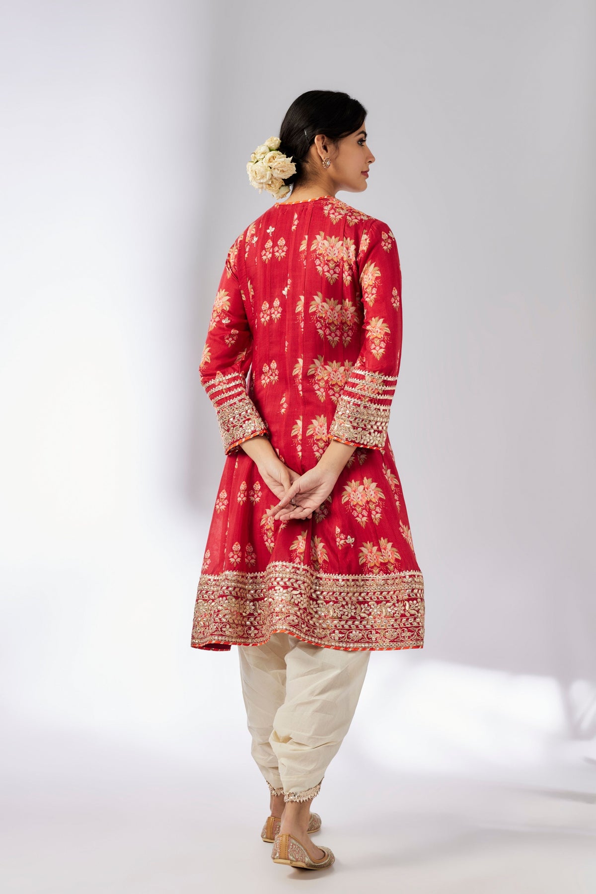 Red Ekta Kurta Dhoti Set