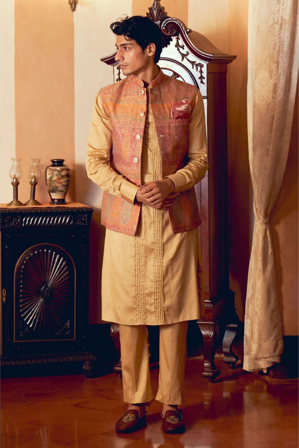 Multicolored Banarasi Nehru Jacket