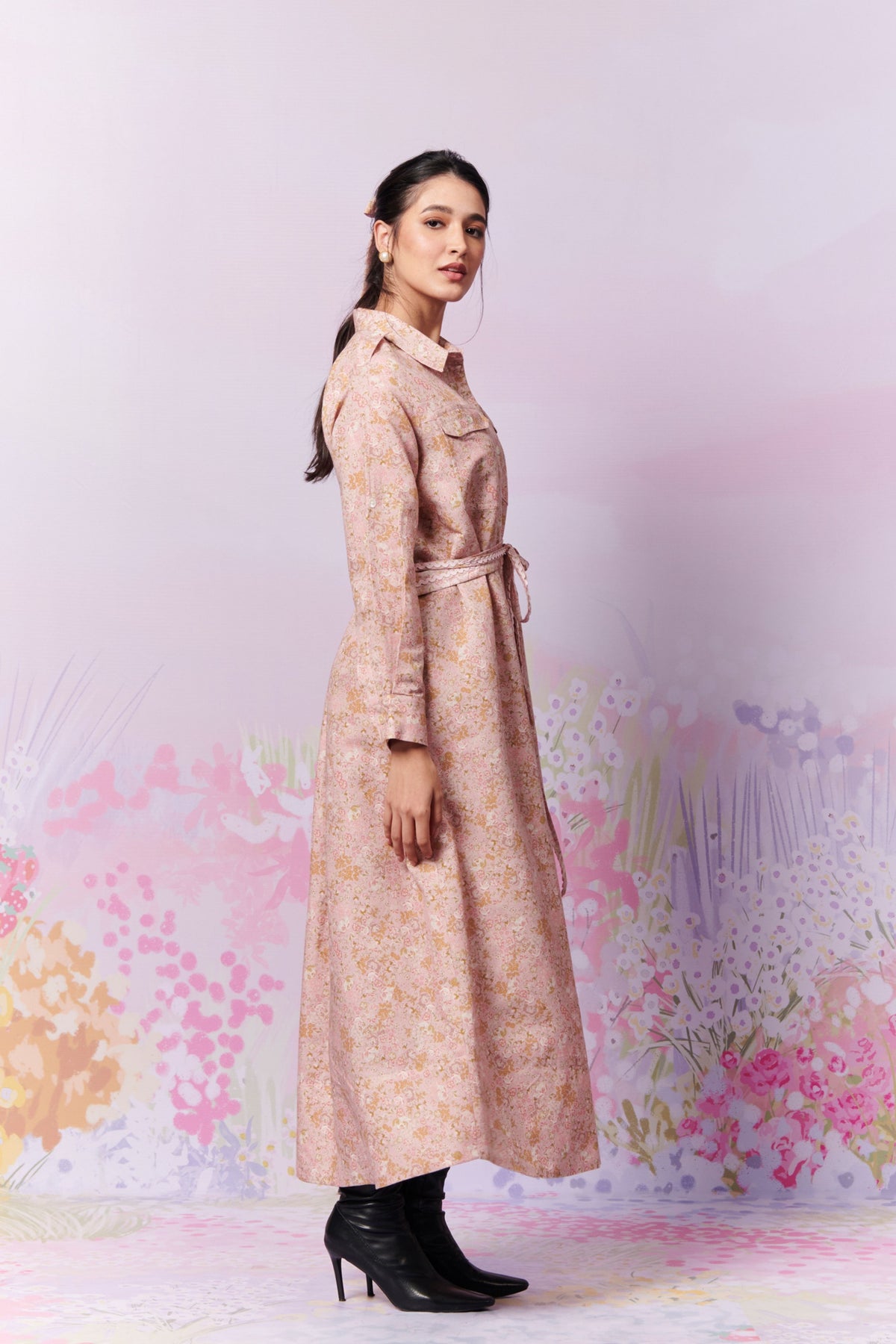 Petite Blooms Long Shirt Dress