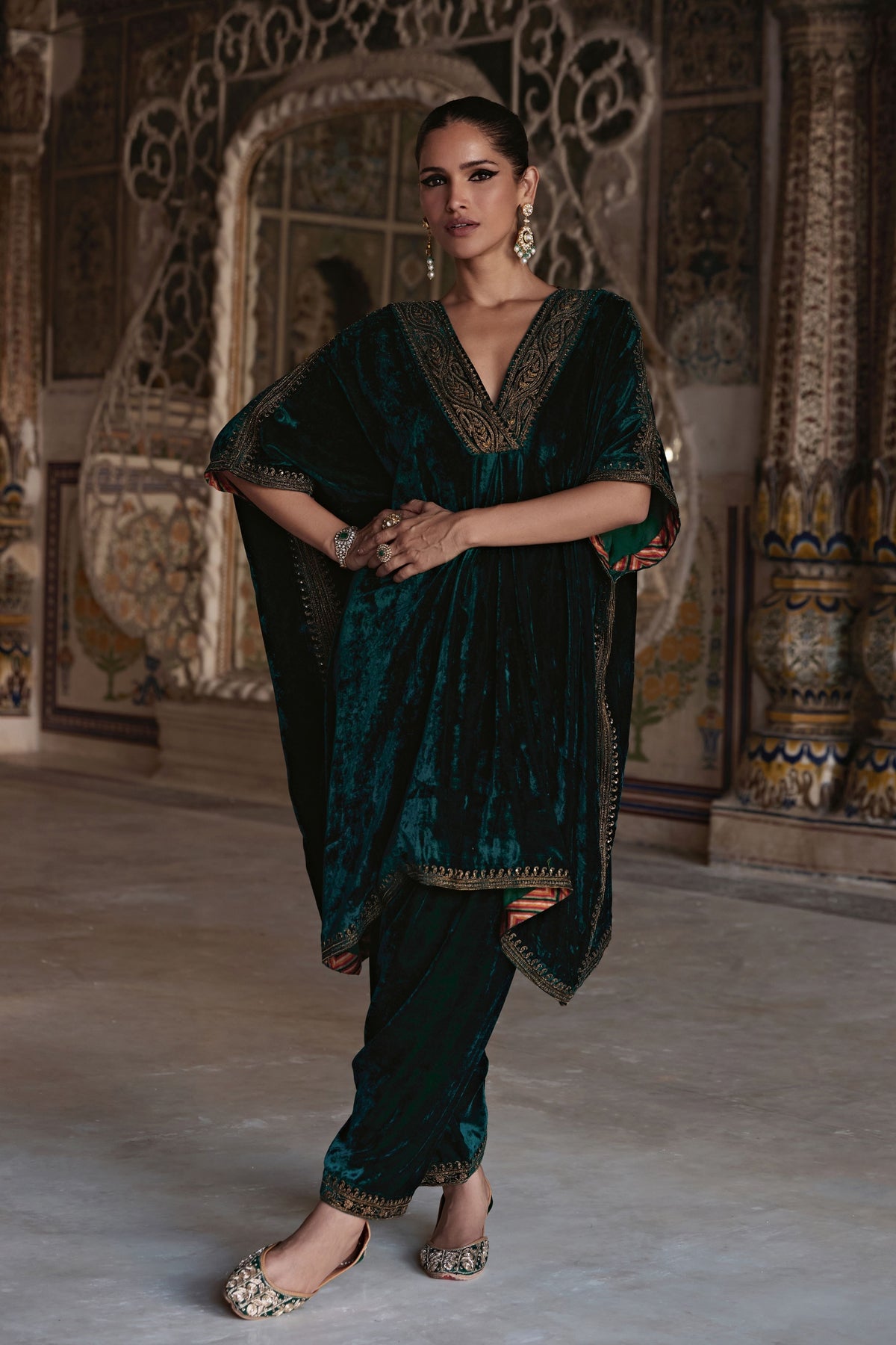 Green Zohra Kaftan Set