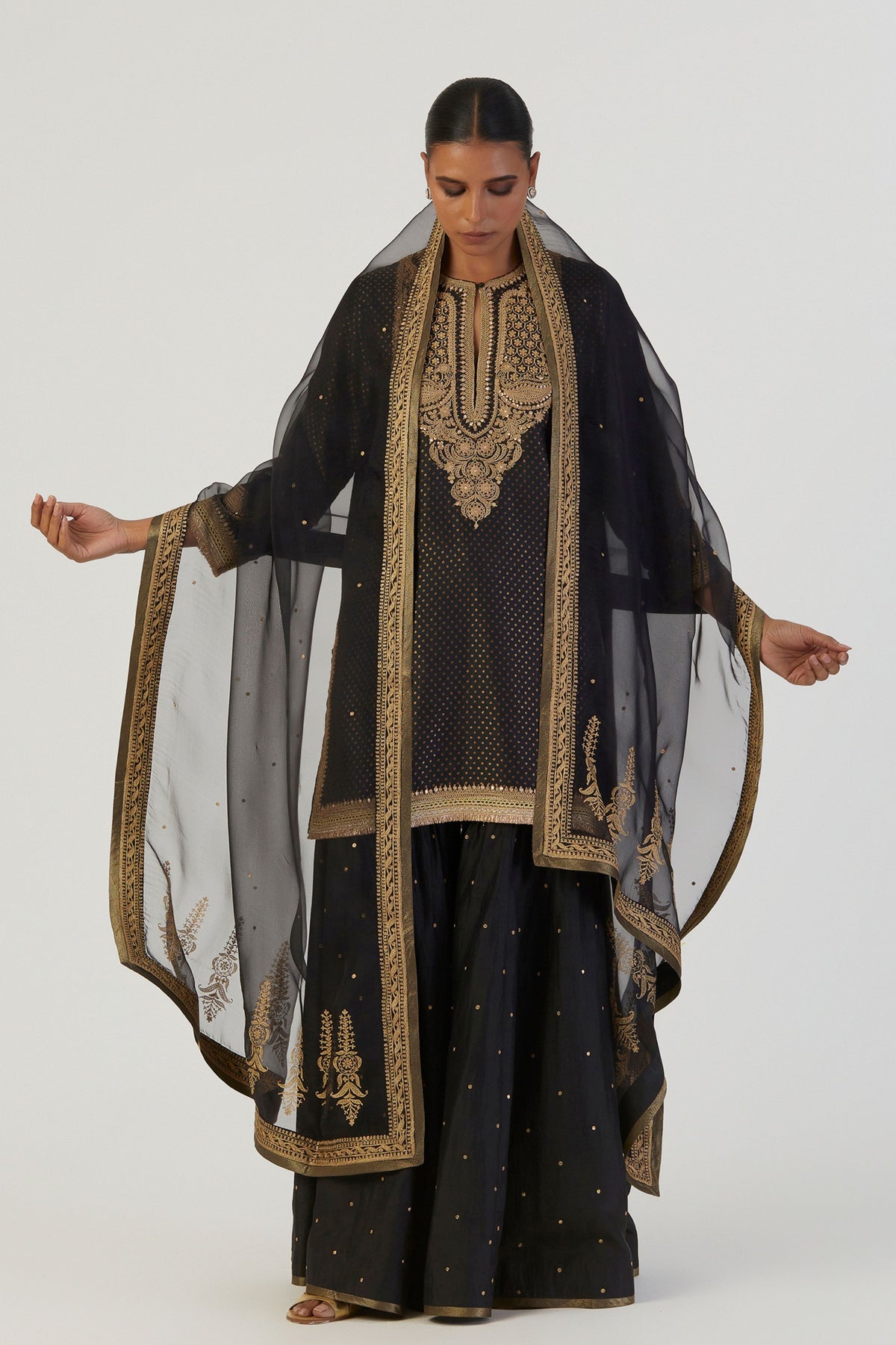 Aza Black Kurta and Sharara