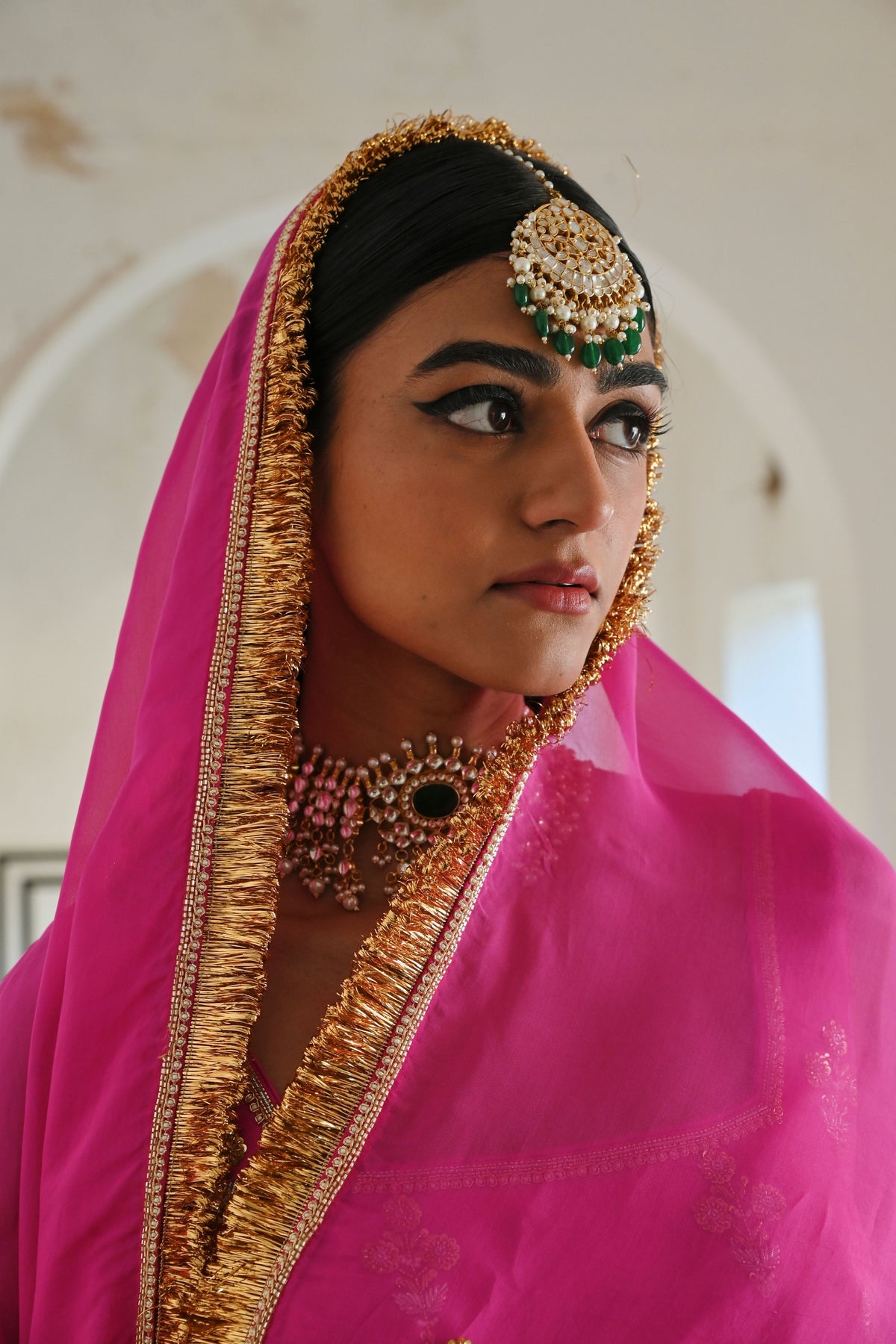 Bright Pink Embroidered Kurta Set