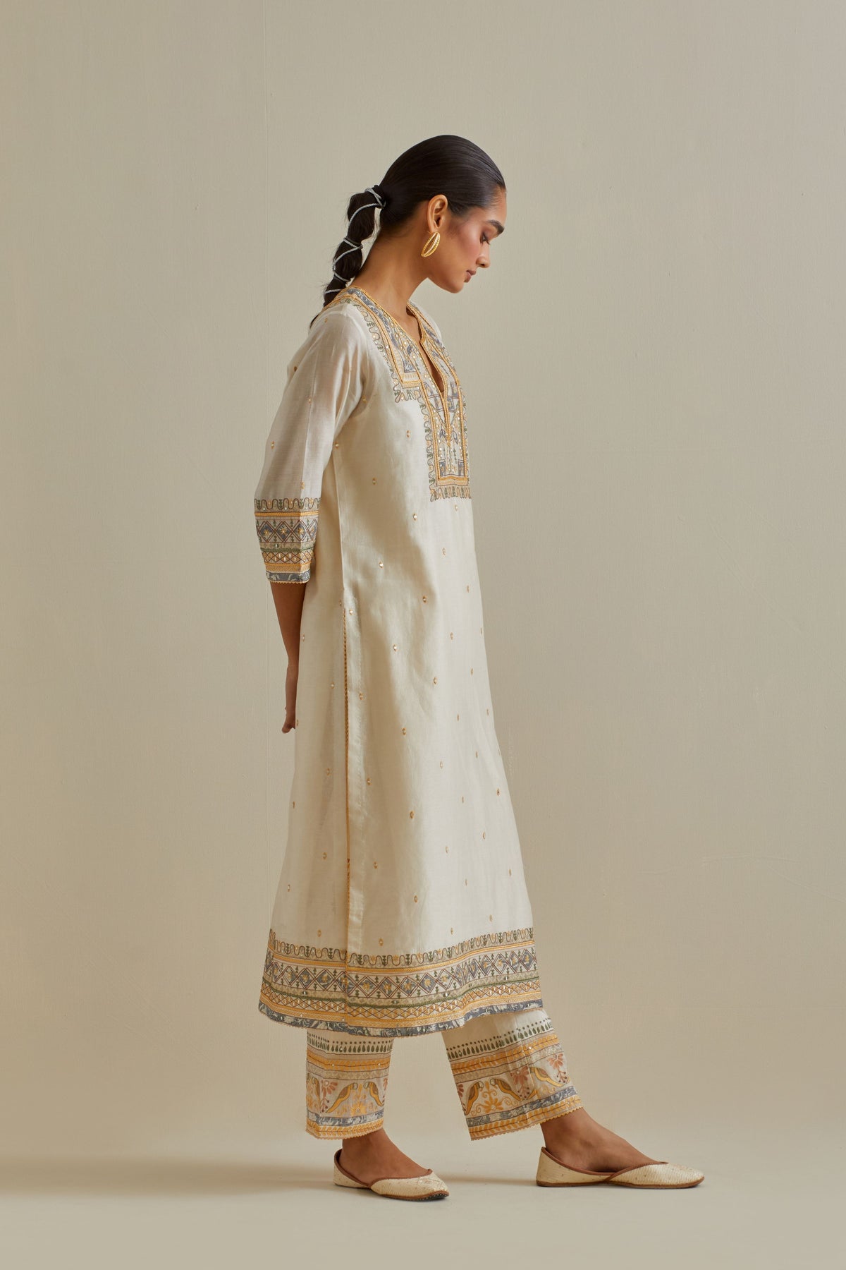 Yellow Chanderi Straght Kurta Set