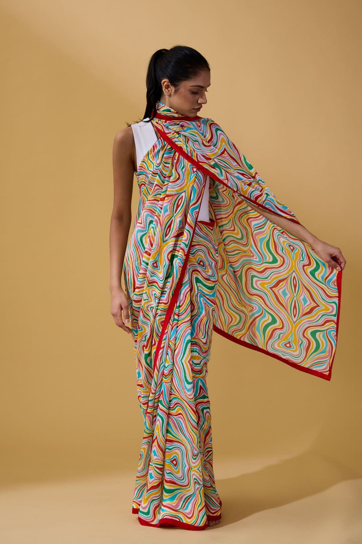 Multicolour Waves Saree