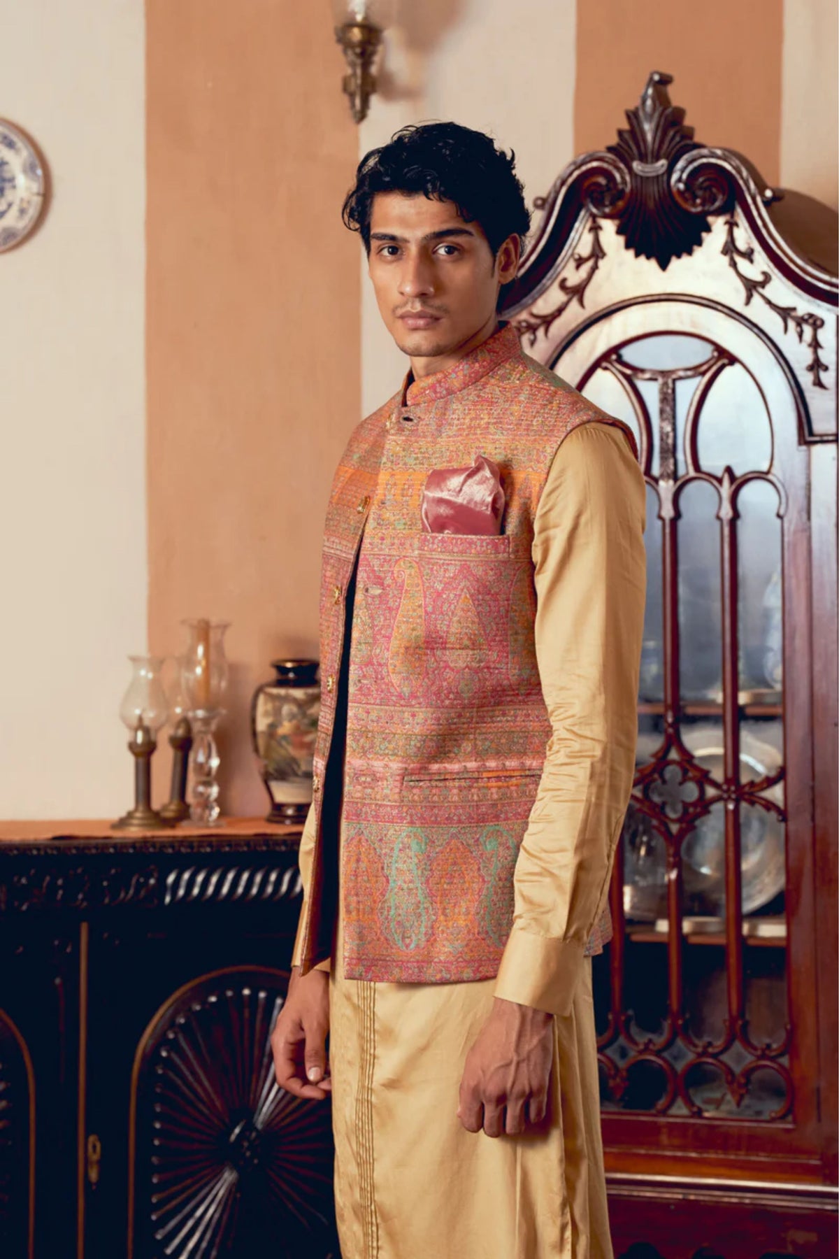 Multicolored Banarasi Nehru Jacket