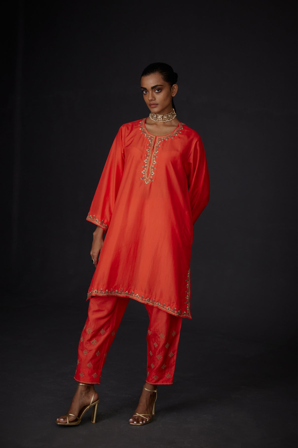 Embroidered Tunic &amp; Trouser Set