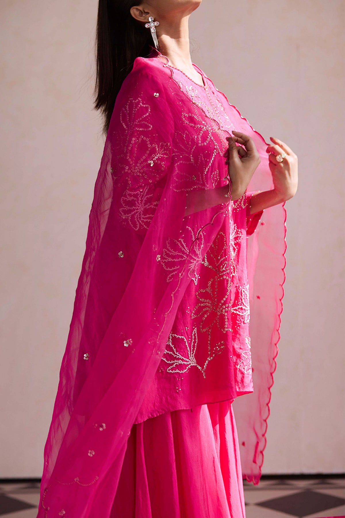 Hot Pink Sharara Set