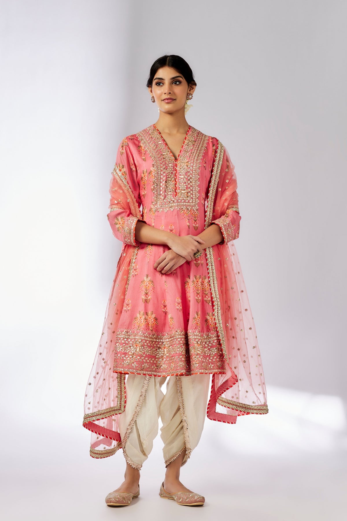 Pink Ekta Kurta Dhoti Set