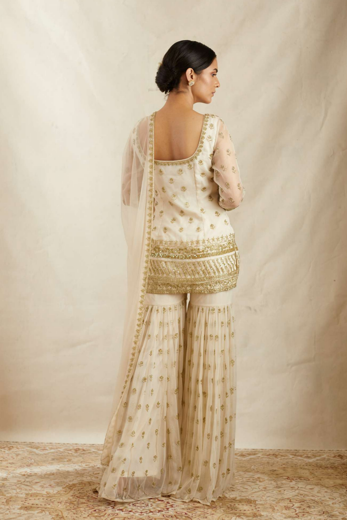 Off White Kurti With Sharara