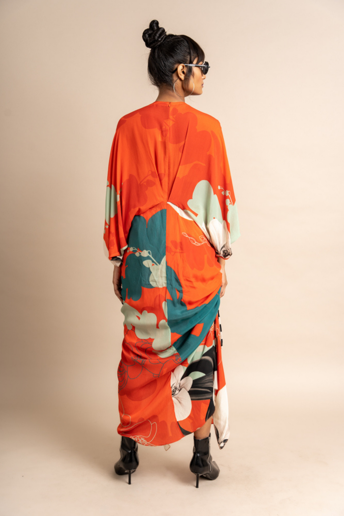 Tangerine Print Wrap Dress