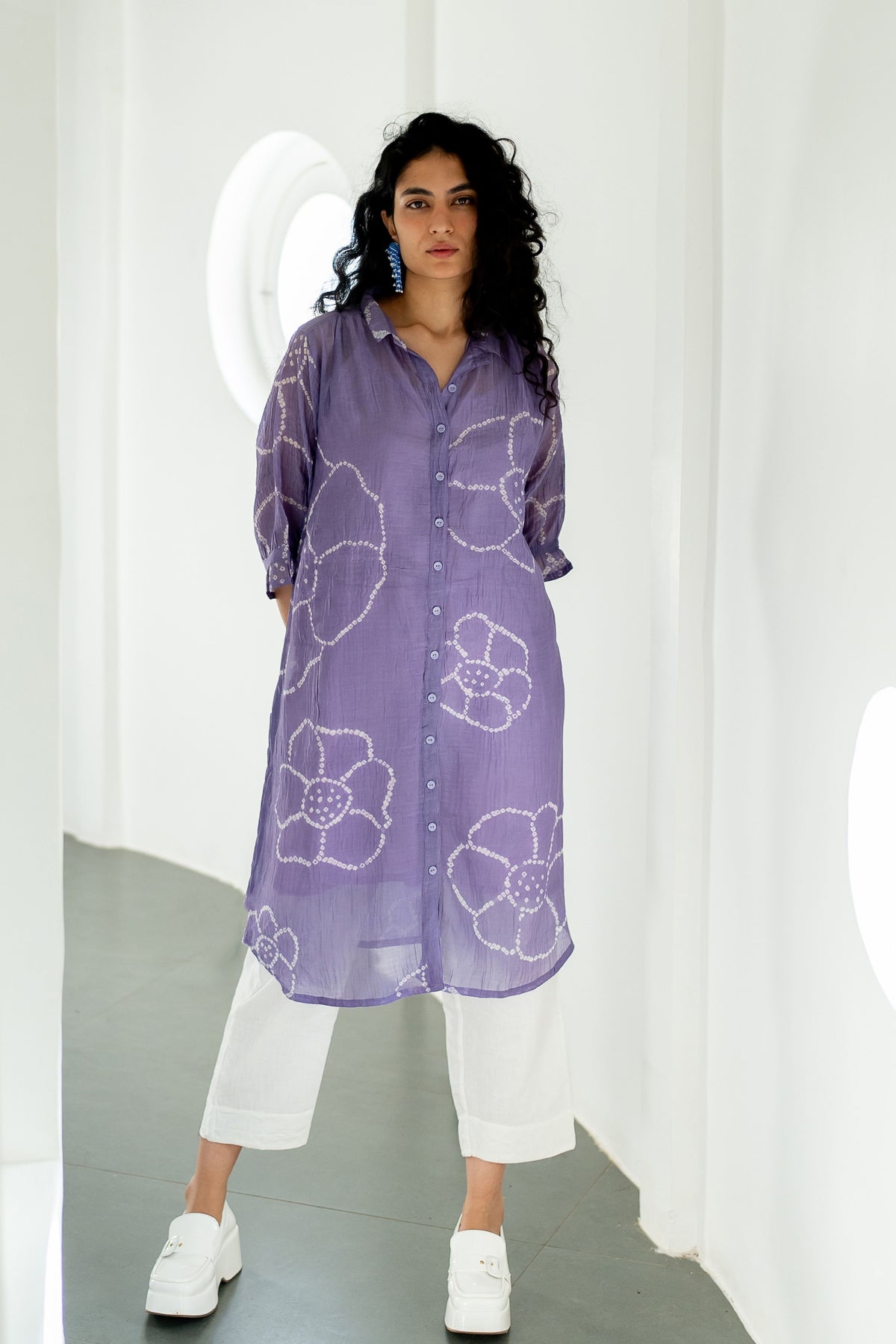 Periwinkle Bandhej Tunic Set