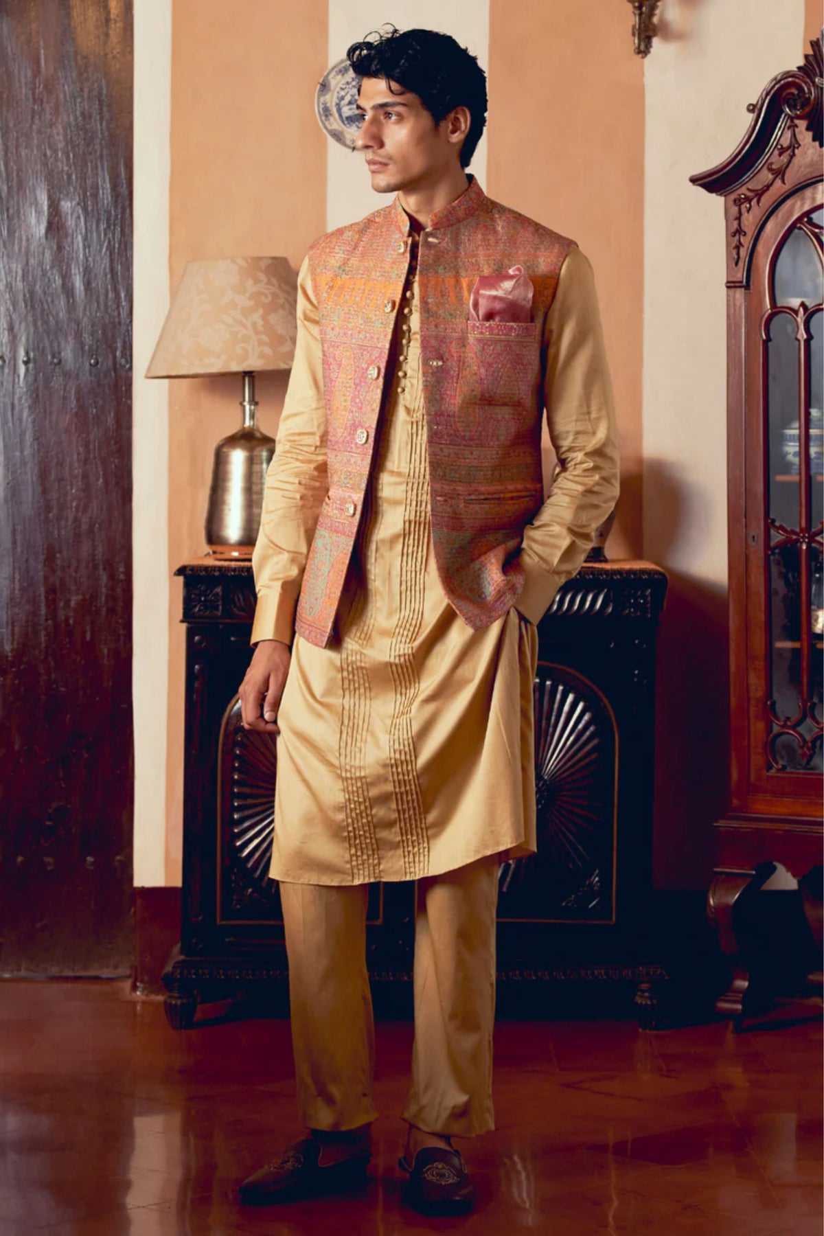 Multicolored Banarasi Nehru Jacket