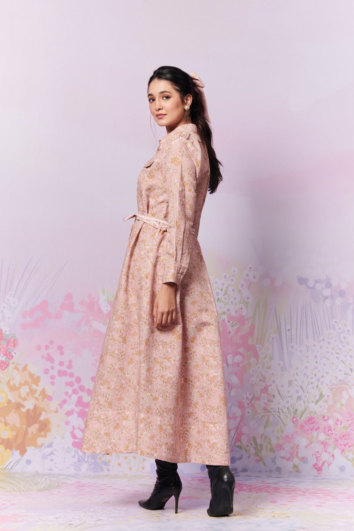 Petite Blooms Long Shirt Dress