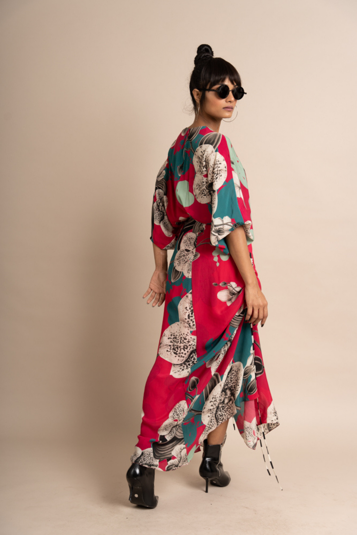 Magenta Print Wrap Dress