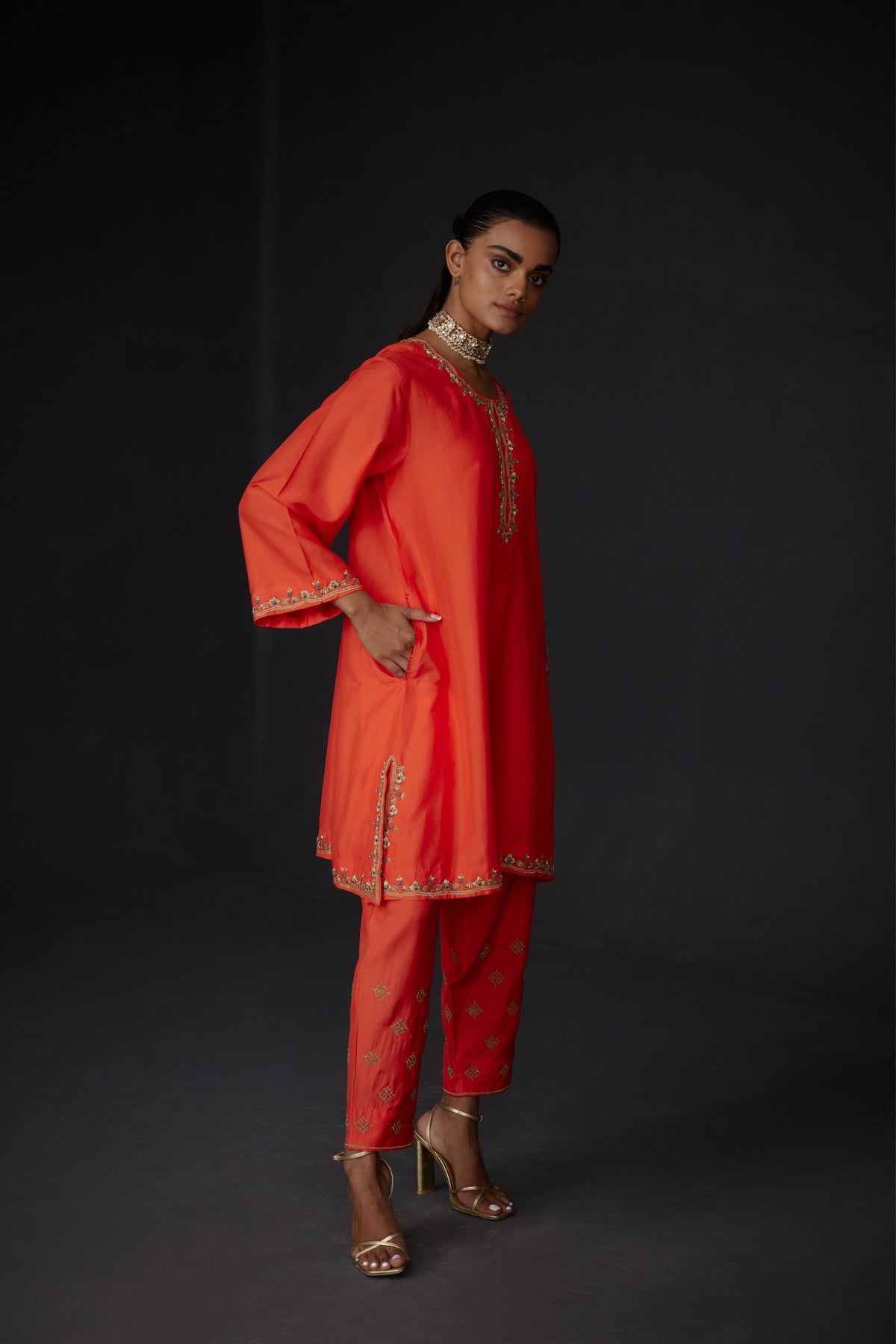 Embroidered Tunic &amp; Trouser Set